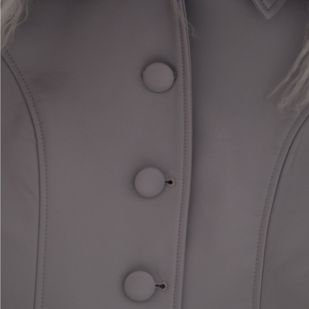 Women's Lavender Leather and Fur Jacket - Picture 4 of 4